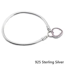

925 Sterling Silver Jewelry Lock Your Promise Bracelet, Fancy Fuchsia Pink For European Beads And Charms CKK