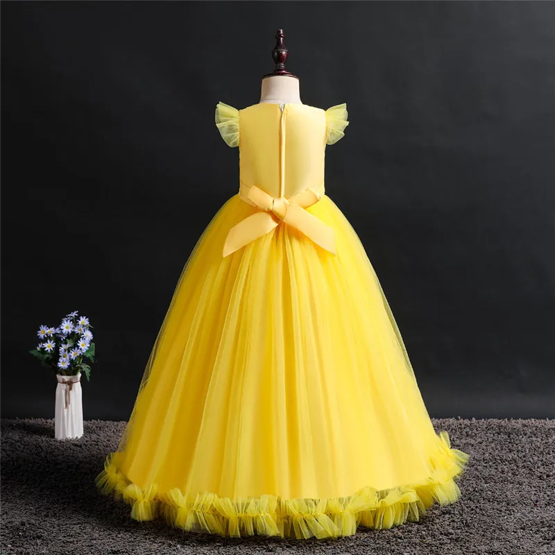 Новинка года; детское платье с цветочным узором для девочек на свадьбу праздничное торжественное платье принцессы платье без рукавов Одежда для детей 3-14 лет