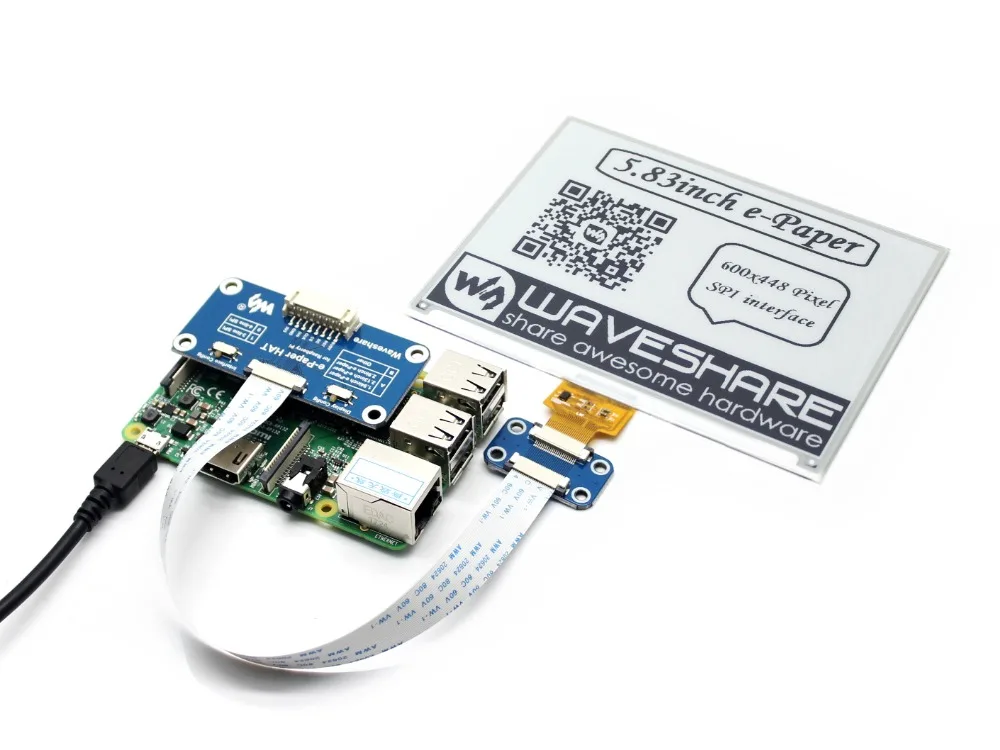 Waveshare 5,83 дюймовый дисплей E-Ink HAT SPI интерфейс для Raspberry Pi Zero/Zero W/Zero WH/2B/3B/3B+ черный/белый двухцветный дисплей