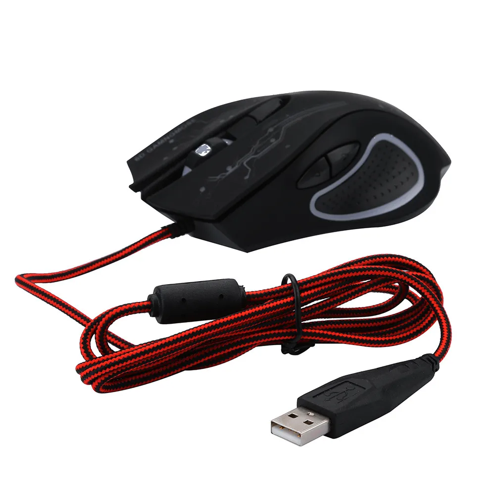 Проводная USB мышь VOBERRY 5500DPI 6 кнопок игровая черный белый оптический светодиодный