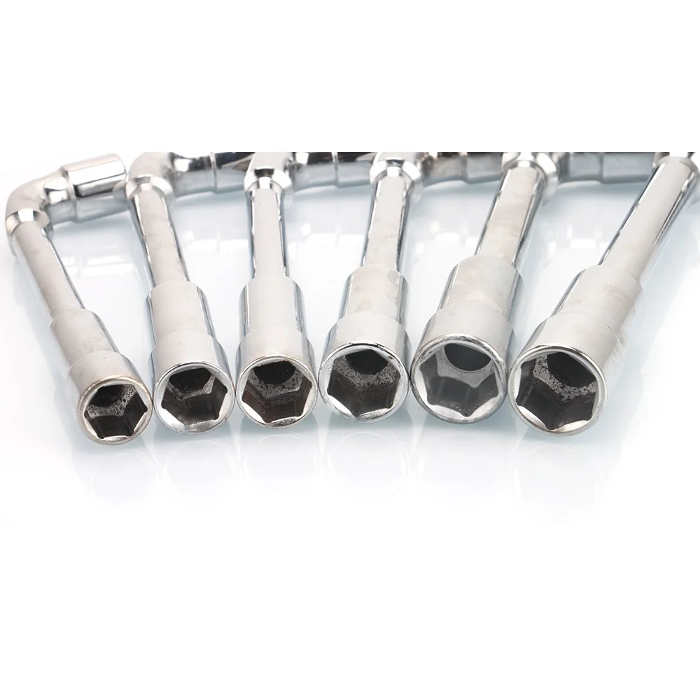 6PCS 14-19mm L-Type Socket Wrench Set of Tools Screws Sleeve Spanner A Set of Keys Multitools Mirror Polish With Pouch Pack