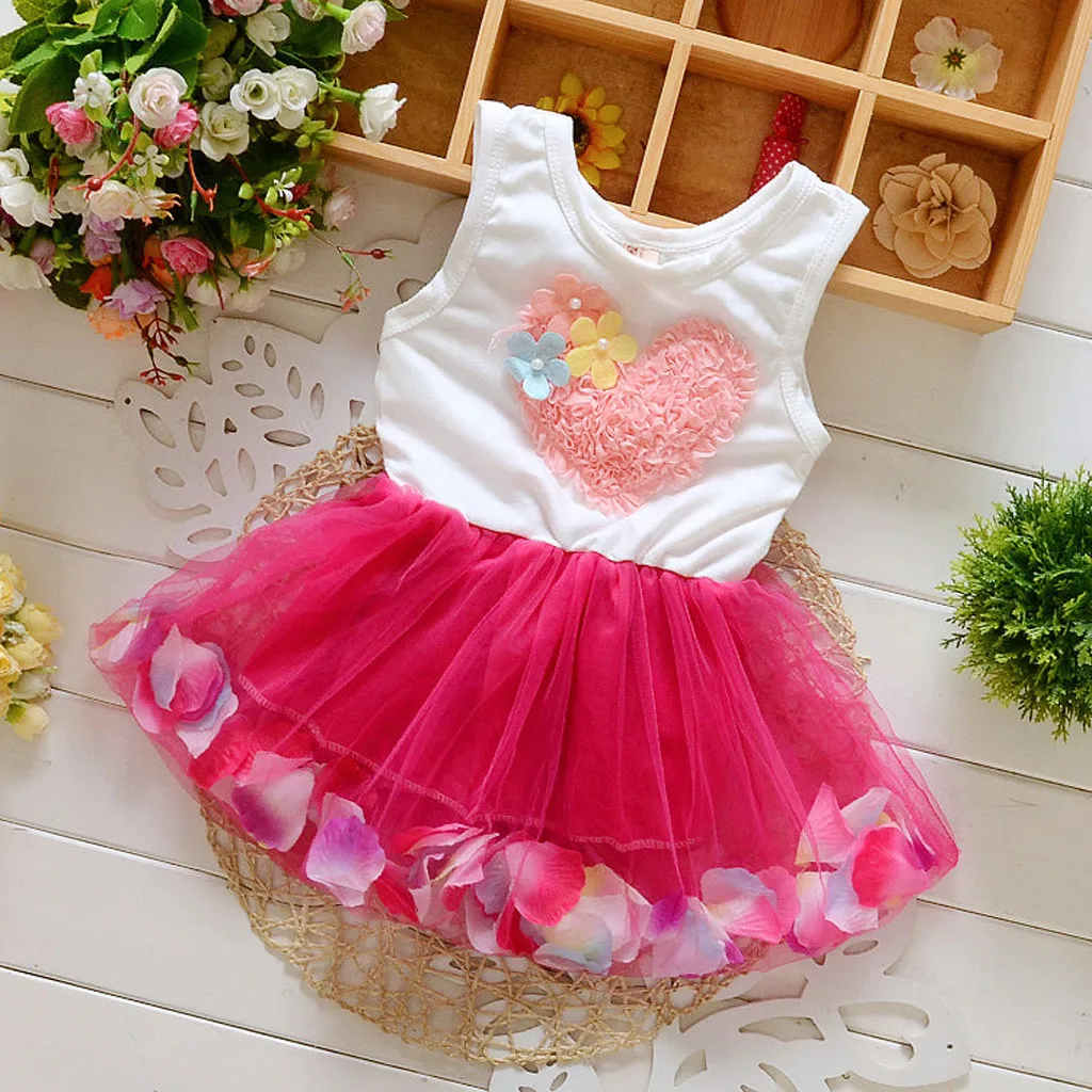

Summer Toddler Kids Baby Girl Princess Flower Lace Tulle Tutu Sleeveless O-Neck Birthday Party Princess Dress Clothes 2019