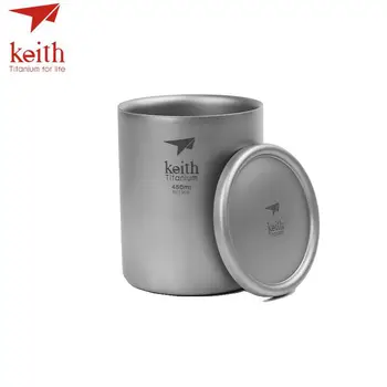 Keith Pure Titanium Double Wall Water Mugs Titanium Lid Drinkware Outdoor Camping Water Coffee Beer Cup Ultralight Travel Mug keith 550ml titanium bowl ultralight camping travel tableware single wall and double wall pure titanium bowls for choose