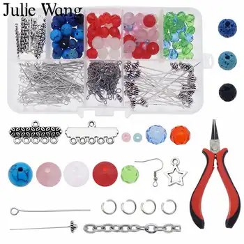 

Julie Wang 1 Box Stone Beads Ear Hook Jump Rings Chain Pliers Bohemia Drop Earring Making Jewelry Accessory Tool Set