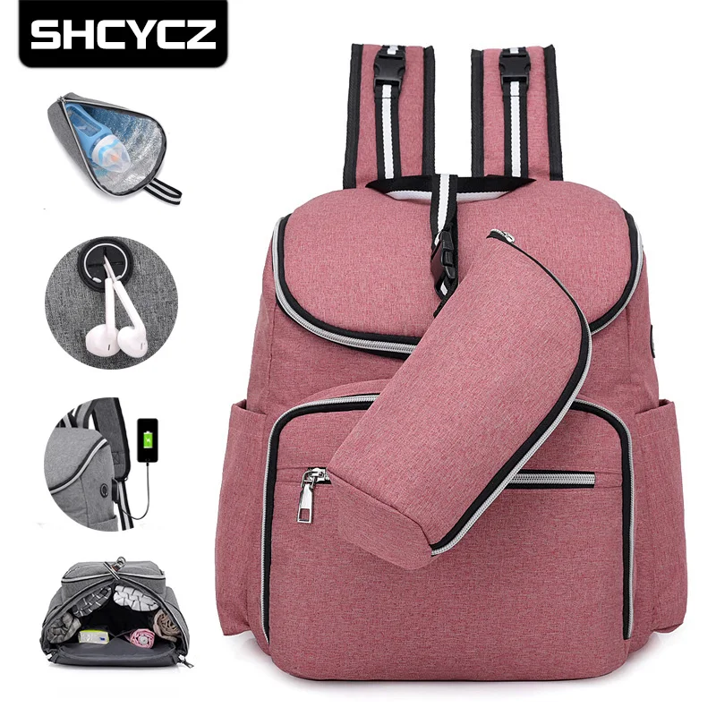 

2019 NEW Diaper Bag USB Baby Nappy Bag Mummy Daddy Backpack Large Capacity Waterproof Casual Laptop Bag For Mujer Travel Bags