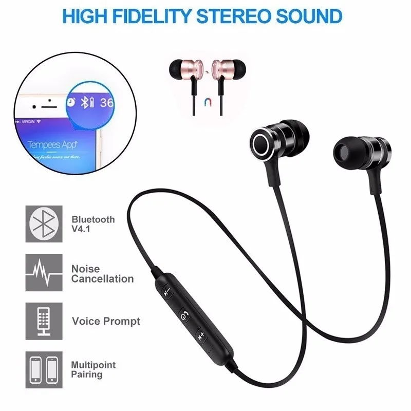 Bluetooth наушники гарнитура беспроводные с защитой от пота магнитные спортивные