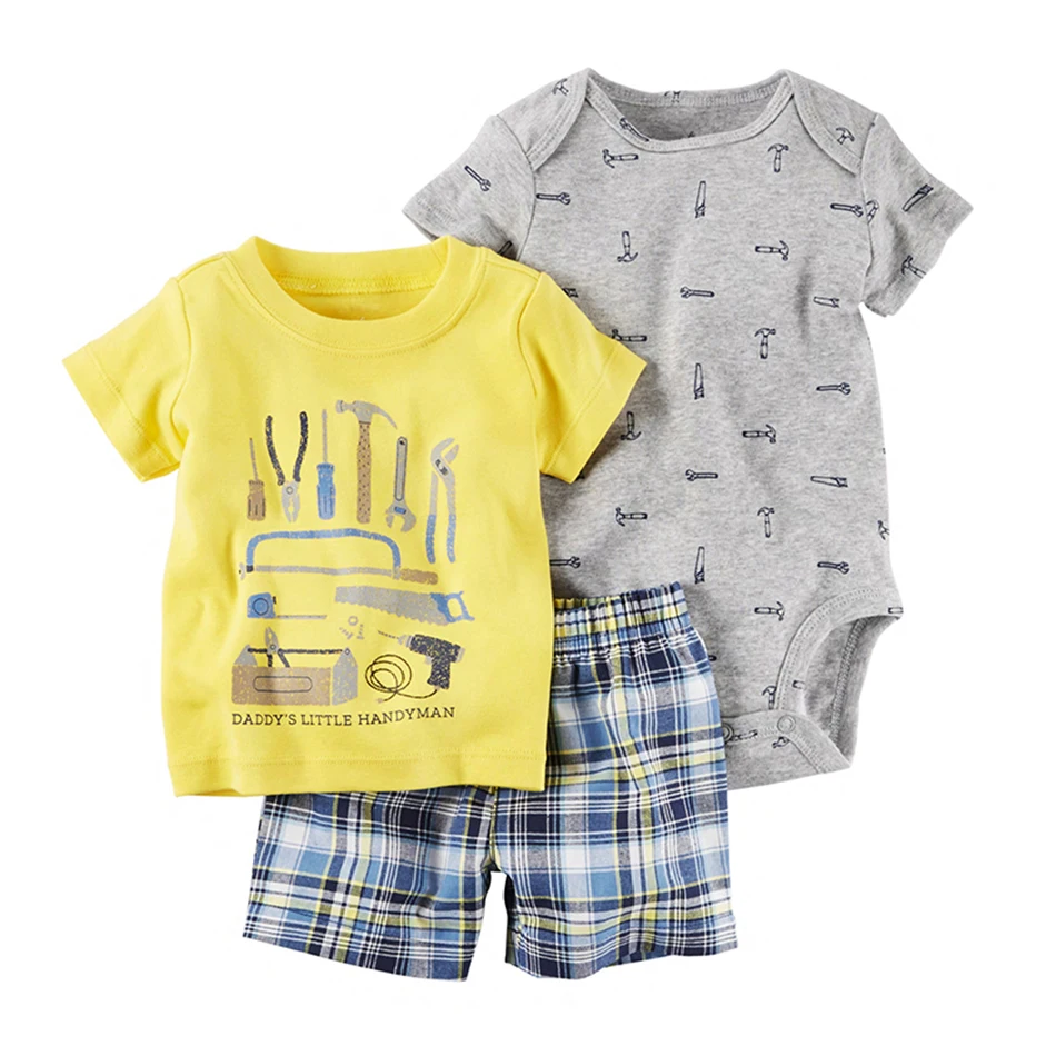 Baby Boy Summer Clothes set Bebes Newborn 3pcs of set baby boy clothing infant soft Cotton T-shirt and Shorts set set