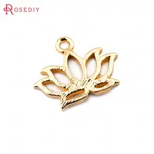 33556) 10 шт 10*12 мм 24K золото цвет латунь украшения с лотосом подвески Высокое качество Diy ювелирных изделий Аксессуары оптом