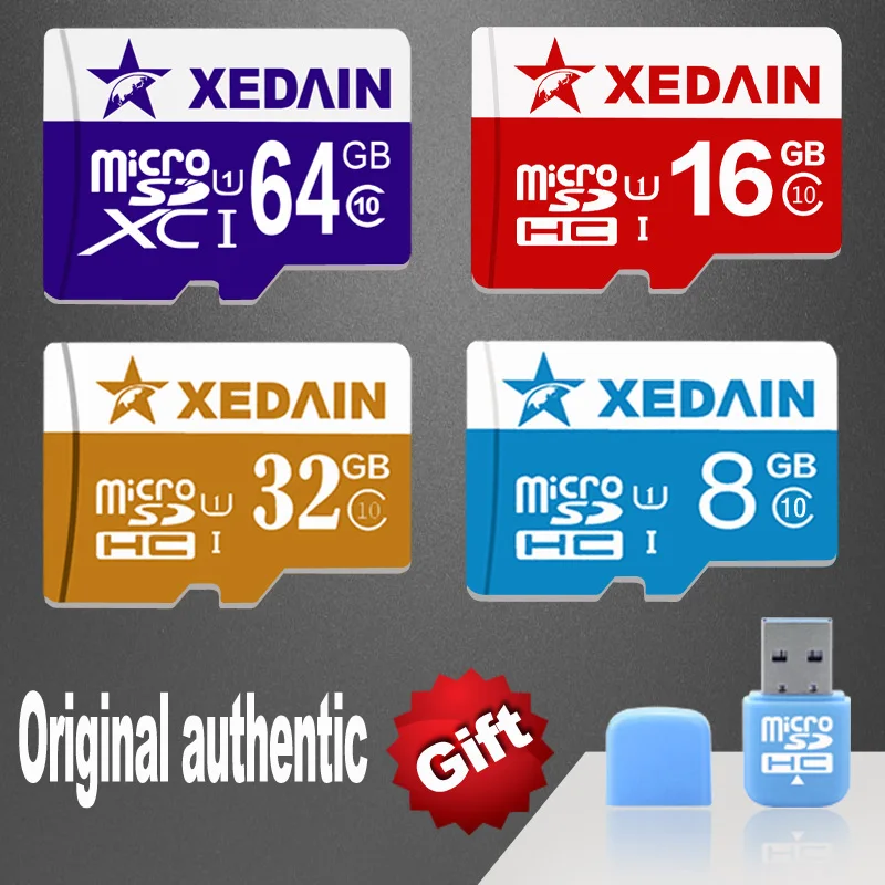  XEDAIN Memory Card 8GB 16GB 32GB 64GB class 10  Real Capacity Micro SD Card Flash Memory Free Gift adapter TF card Reader 