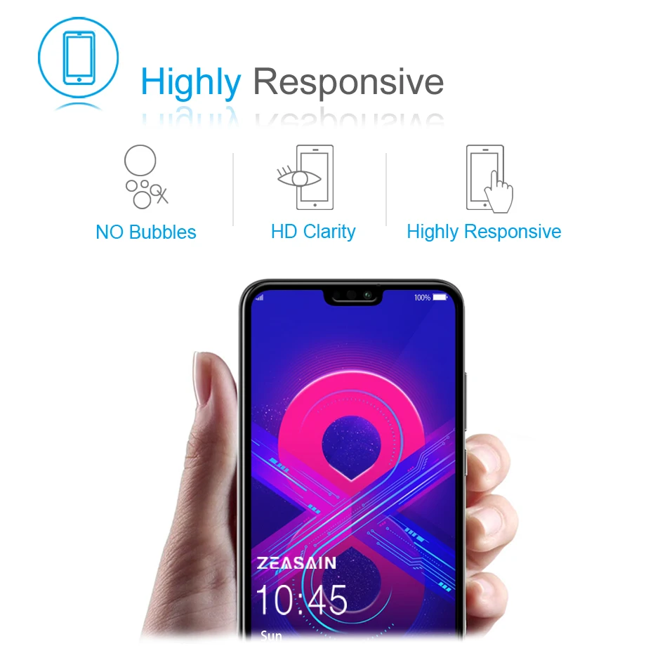 Original ZEASAIN 9H Tempered Glass for Huawei Honor 8X Honor8X 8 X Screen Protector HD Clarity Toughened Glass Film (4)