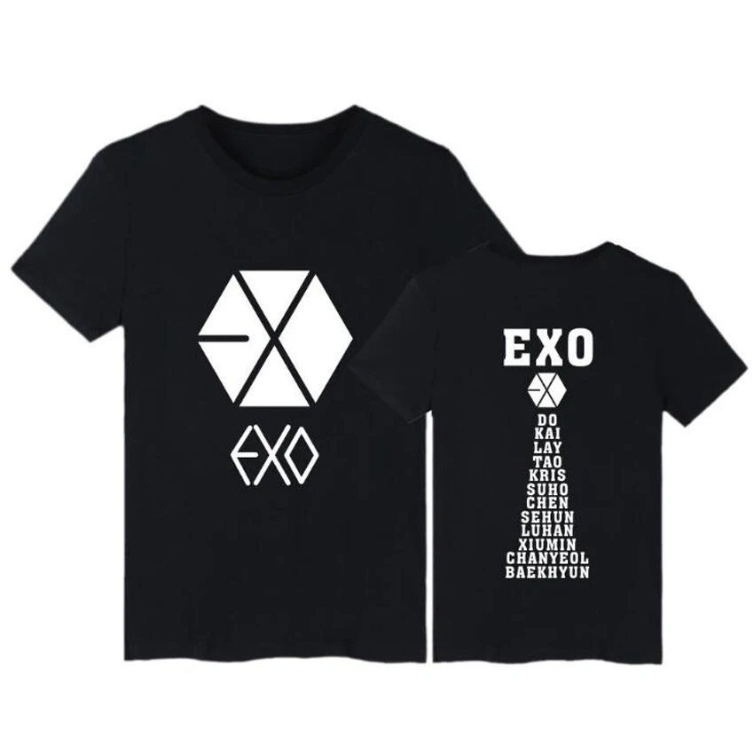 EXO KPOP Short Sleeve Couple T Shirt For Lovers Korean ulzzang Harajuku T-Shirt Women Tshirt Tee Shirt Femme k-pop clothing 4XL