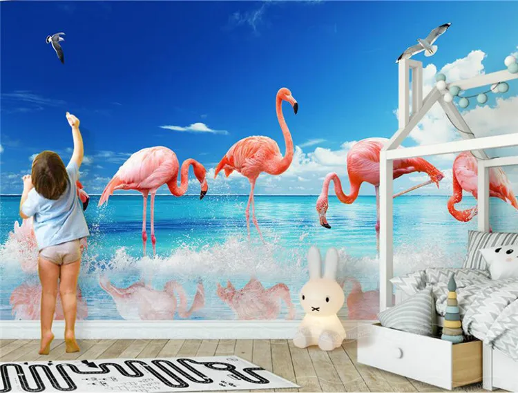 Обустройство дома 3D обои для стен 3d с декоративной виниловой пластинкой Настенные обои современные минималистичные Фламинго фоновые обои настенные