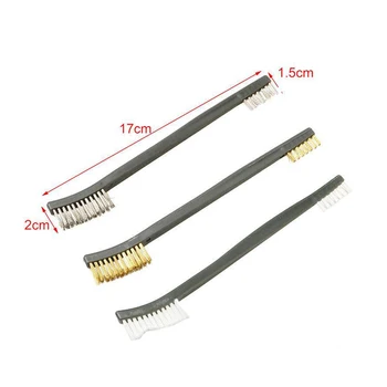 

3pcs Mini Wire Brush Set Steel Brass Nylon Cleaning Polishing Metal Rust Brush