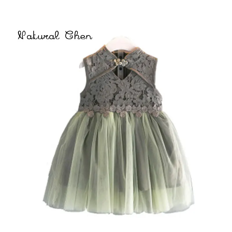 

Girl Dress 2019 Children's wear Korean Version Summer New Fashion Cheongsam Lace Princess Dress