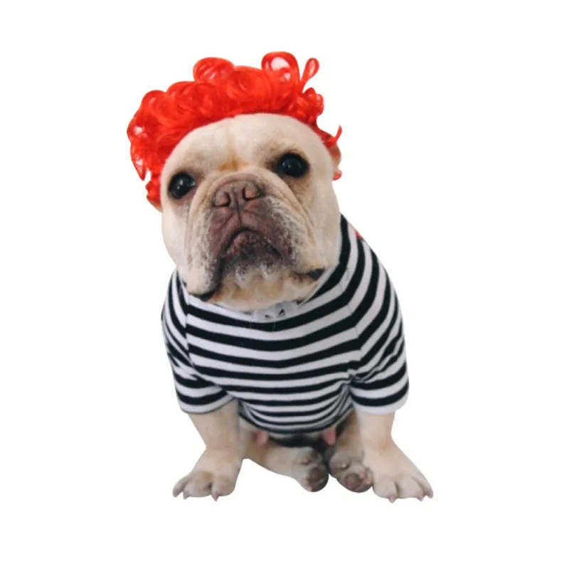 

Creative Soft Synthetic Hair Colorful Dog Cosplay Costume Short Curly Wig Cap For Pet Dog Cat Halloween Fancy Dress