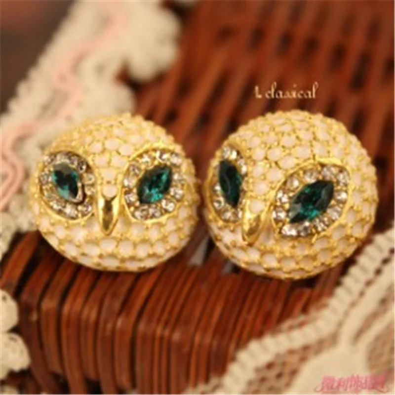 

E035 Fashion Hot Selling Bijoux Style Earings Jewelry Vintage Cute Lovely green Big Eye Owl Earrings personality Earing
