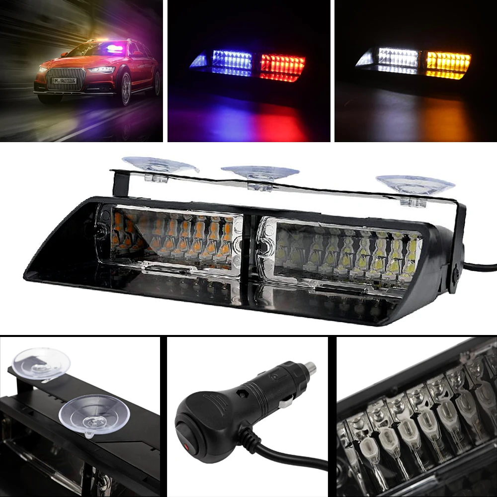 

Oslamp Universal Car LED Flashing Warning Light with Sucker Pad 26 Modes Auto Emergency Strobe Light with Cigarette lighter Plug