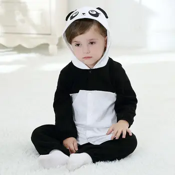 

Black White Boys Girls Rompers Panda Animal Character Design Baby Flannel Jumpsuit 1 2 Years Old Toddler Baby Clothes RL3-11