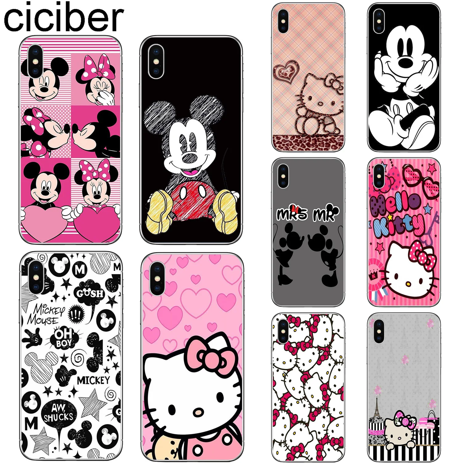 

ciciber For Iphone 7 8 6 6S Plus 5S SE X XR XS Max Back Cover Clear Soft Silicone TPU Phone Cases Cute Mickey Mouse Fundas Coque