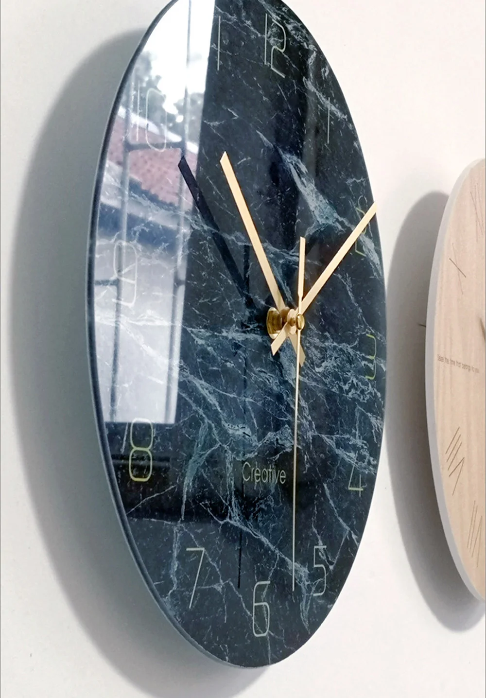 Billig 1 stücke Nordic Minimalistischen Marmor Wanduhr Kunst Uhr Ornament Restaurant Cafe Shop Kreis Wanduhr Modern Design Home Decor