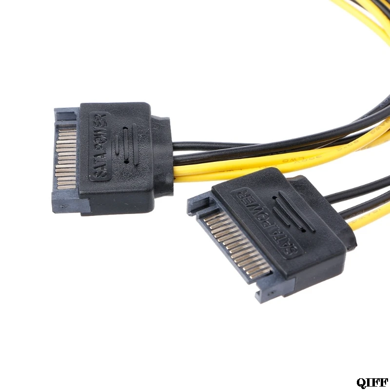 Прямая поставка и двойной 15Pin SATA штекер 8Pin(6+ 2) PCI-E Мужской кабель питания для видеокарты 20 см APR29