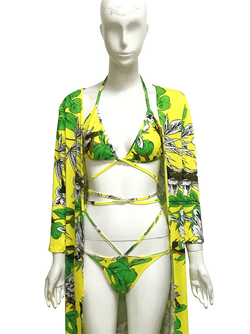 Женский костюм из 3 предметов, модный короткий топ с цветочным принтом+ шорты+ длинный кардиган, женский летний сексуальный пляжный комплект одежды в стиле бохо