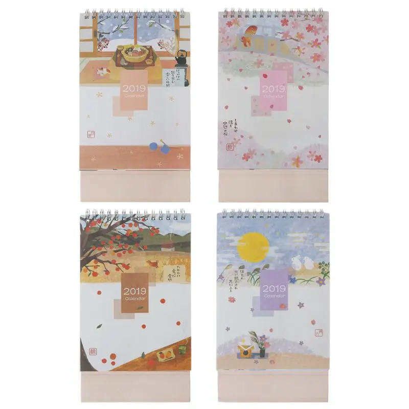 Японский стиль 2019 устанавливаемый на стол рулонная бумага календарь с заметками ежедневный планировщик таблицы год бумага для