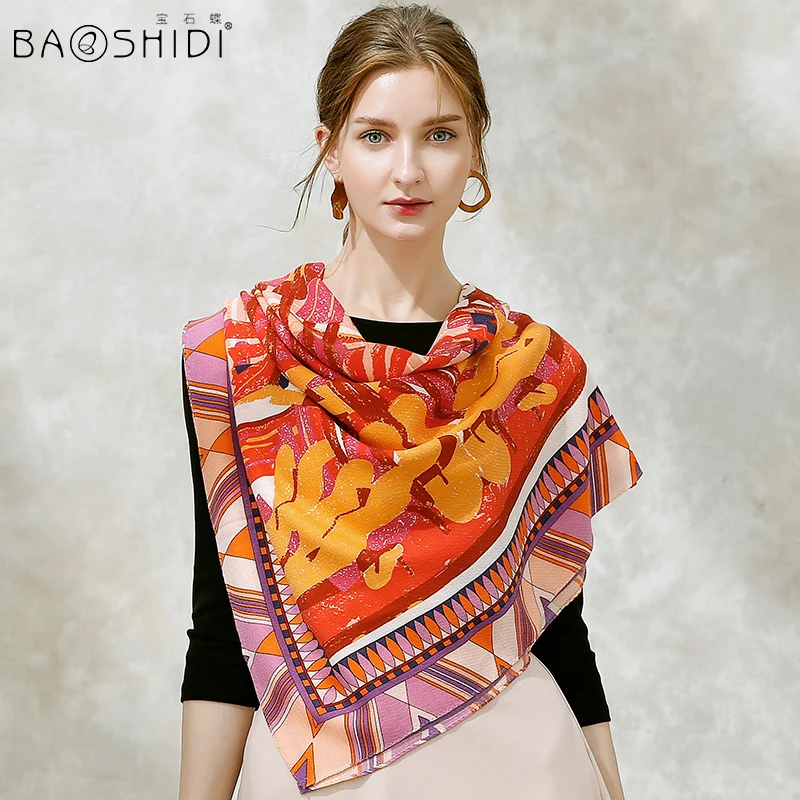 BAOSHIDI/2017 модные зимние шарфы из 100% шерсти для женщин теплые мягкие элегантные