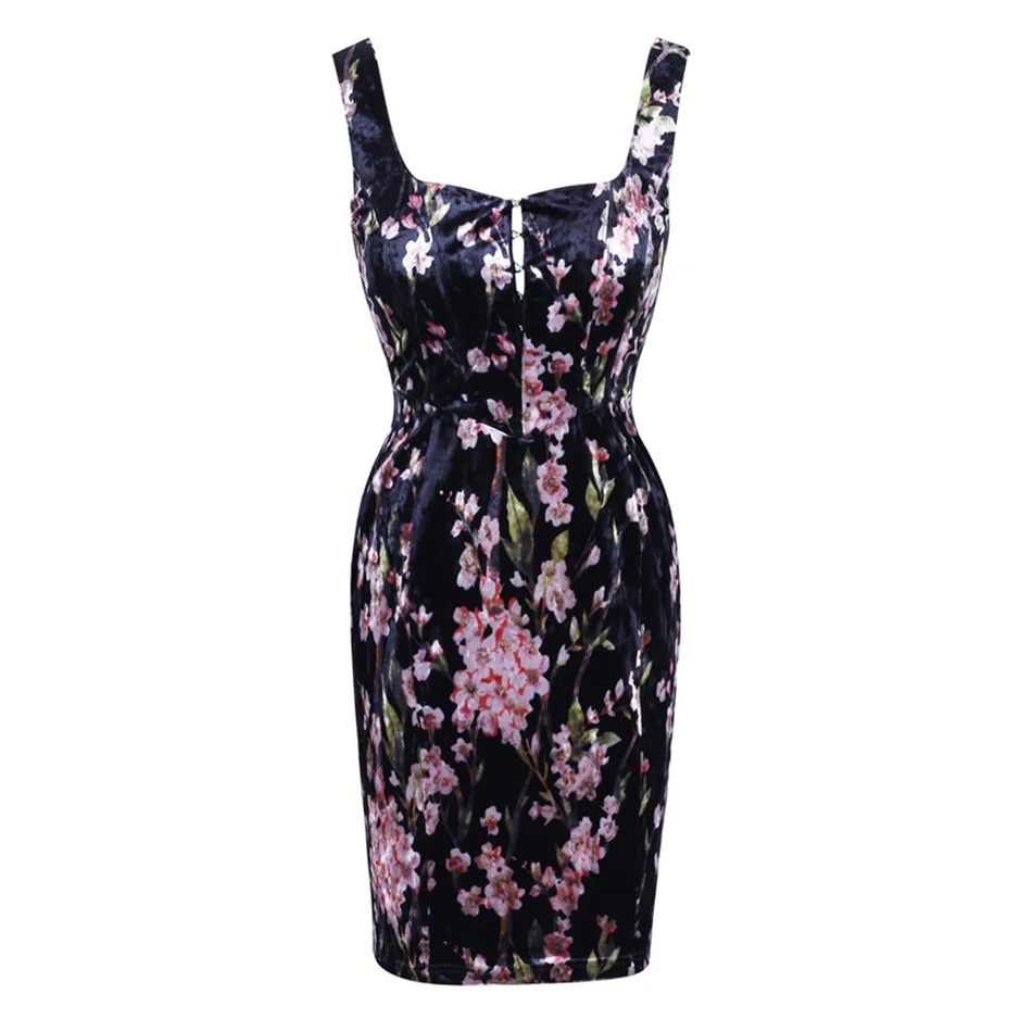 Ocstrade-Devore-Floral-Preto-do-Espartilho-de-Veludo-Vestido