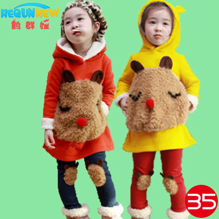 Free Shipping Female Children Kids Clothing New Autumn Winter Bear Sweater Thickening Fleece Baby Sets Leggings 2pcs Girl Wear Free Shipping Female Children Kids Clothing New Autumn Winter Bear Sweater Thickening Fleece Baby Sets Leggings 2pcs Girl Wear