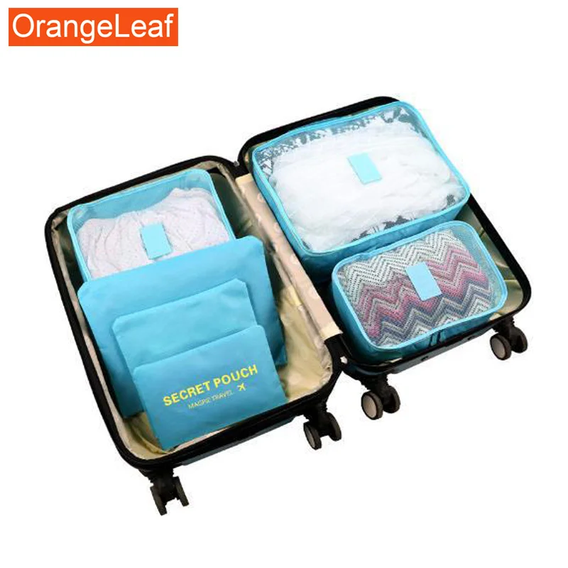 

6PCS/Set Oxford Cloth Travel Mesh Bag In Bag High Quality Luggage Organizer Packing Cube Organiser for Clothing