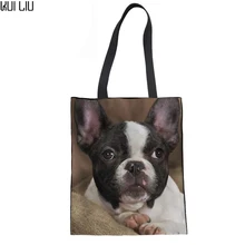 Женские матерчатые сумки для девочек модная пляжная сумка для покупок Французский бульдог Печать Топ-ручка сумки женские сумки новые сумки для покупок