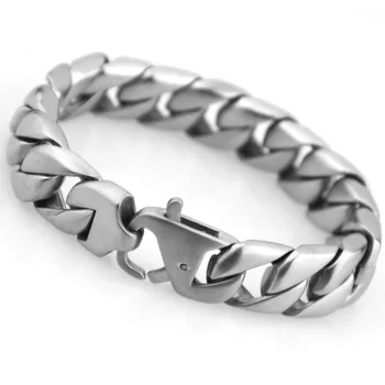 

Fashion 15mm Stainless Steel Silver Color Brushed Cuban Curb Chain Men's Unisex's Bracelet Wristband Trendy Jewelry 8.26" 15mm