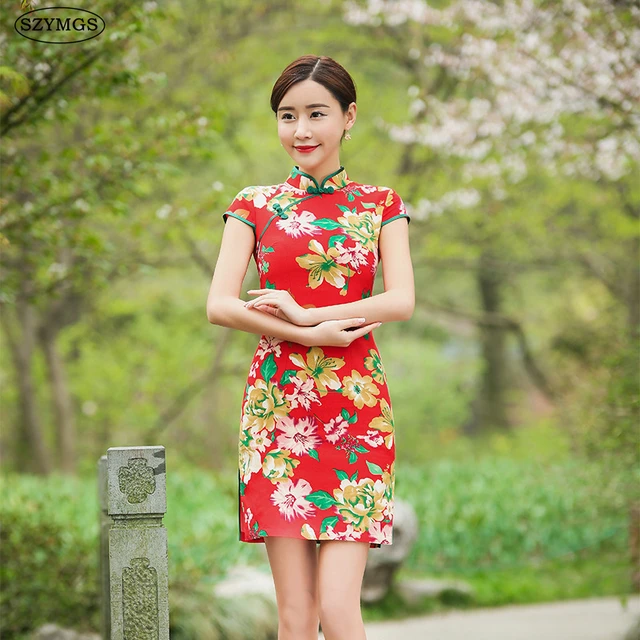 Aliexpress.com : Buy SZYMG Red festival chinese traditional cheongsam