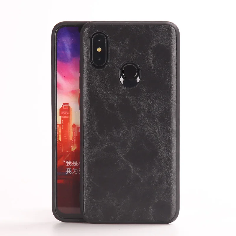 Чехол для телефона для Xiaomi mi 8 A1 A2 Lite mi x 2S 3 Max Ретро масло воск кожа Мягкий ТПУ Край крышка красный mi Note 5 6 Pro 6A - Цвет: Черный