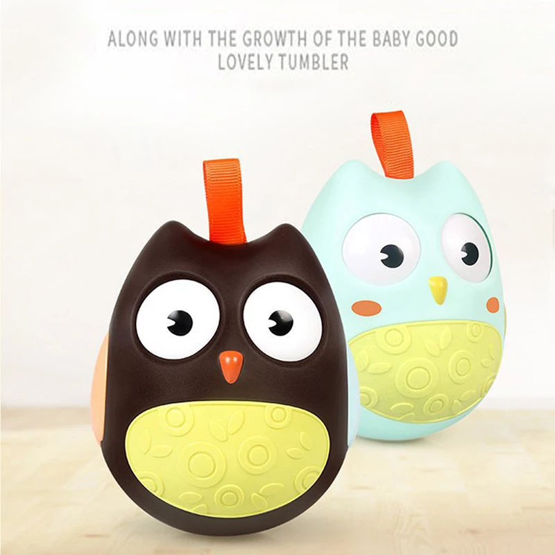 

Cute Baby Toys Nodding Moving Eyes Owl Doll Baby Rattles Gifts Baby Roly Poly Tumbler Toy With Bell Toys For Children