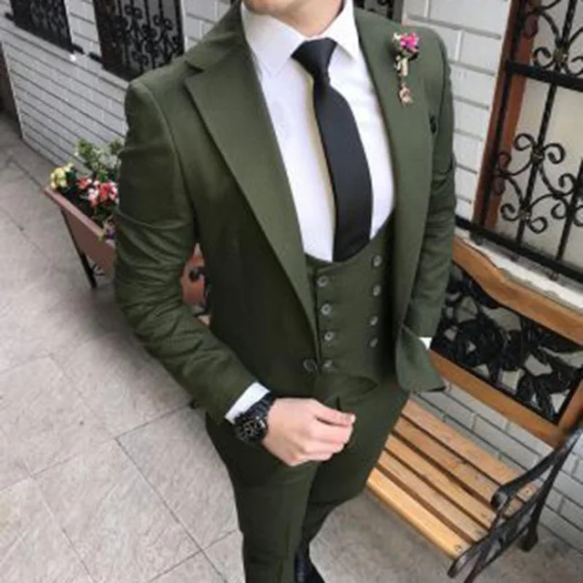 Dark Green North Lapel Wedding Suit for 