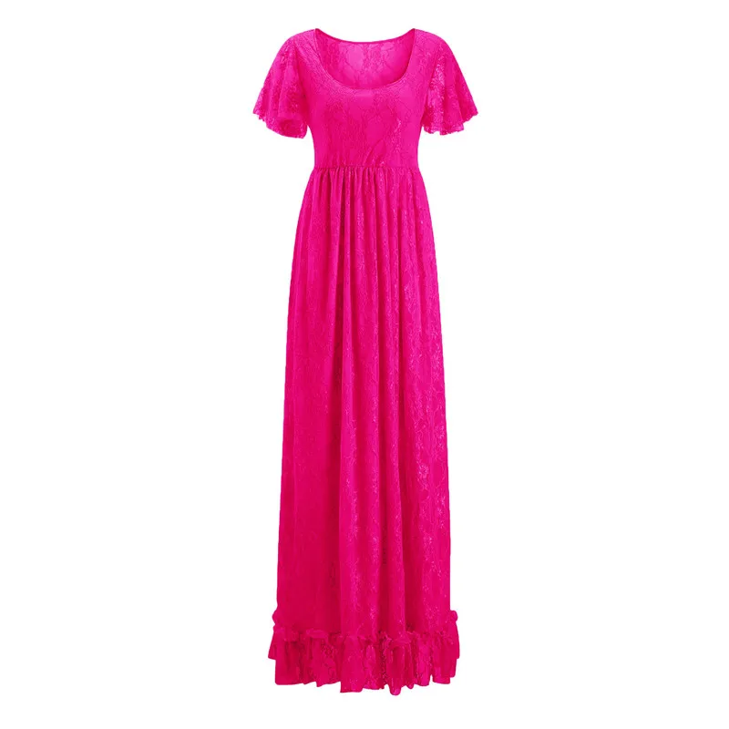 Размера плюс платья для беременных для фотосессии модное кружевное платье макси для беременных платье женская одежда для беременных - Цвет: Rose red dress