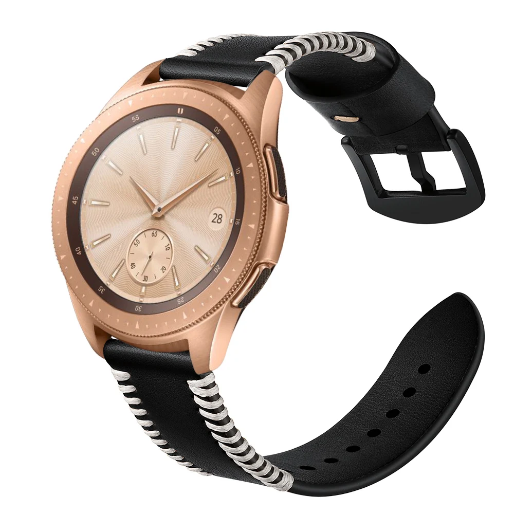 Ремешок для часов HENGRC из натуральной кожи для samsung gear S3 Frontier браслет для часов Galaxy Watch 46 мм Huami Amazfit ремешок Bip