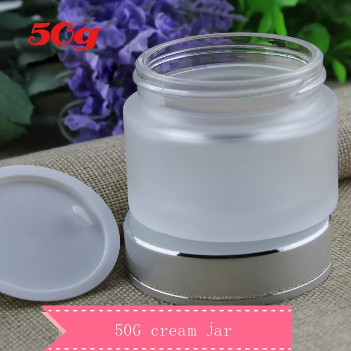 wholesale 50g frosted glass jars, 50ml frost cream jars