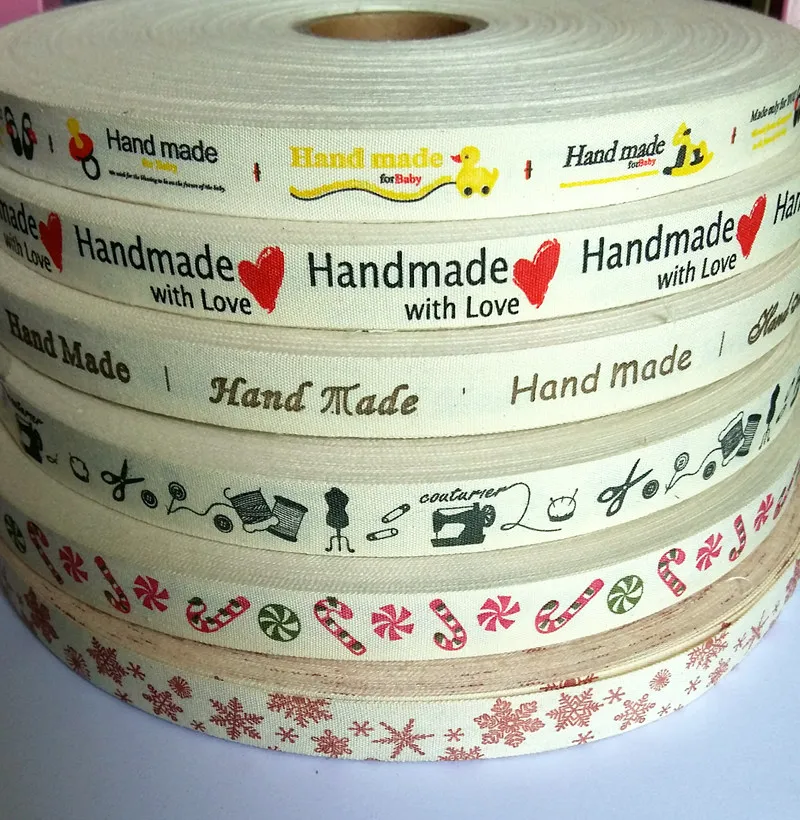 6 designs Printed 15MM cotton Ribbons handmade 100 Cotton Ribbons