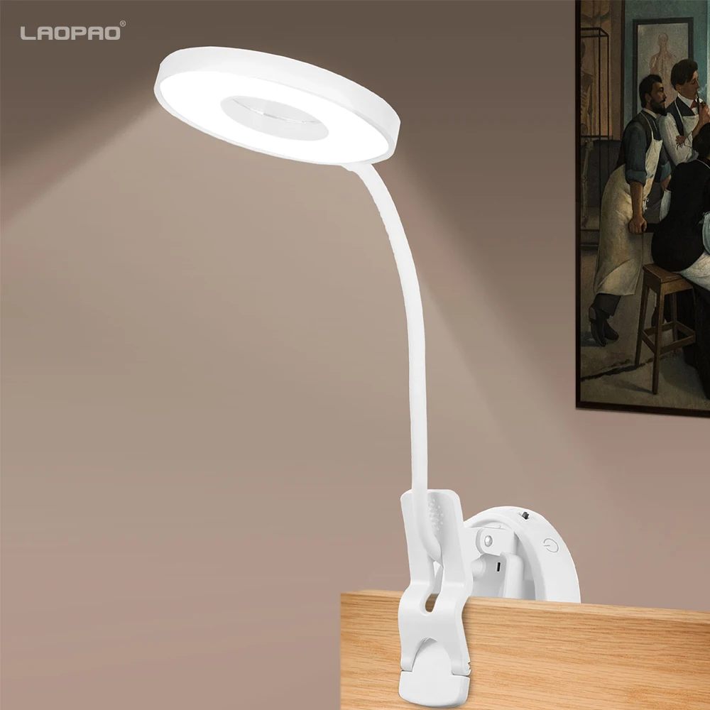 3 in 1 LED Clip Desk Lamp 1500mAh USB Rechargeable Make up Mirror Dimming Eye Protection With 2