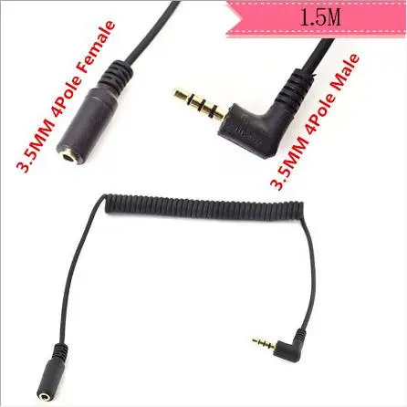 

90 degree angle expansion cable audio line DC3.5 male to female 4 core spring line 4 segment 1.5 m for mobile phone audio headse
