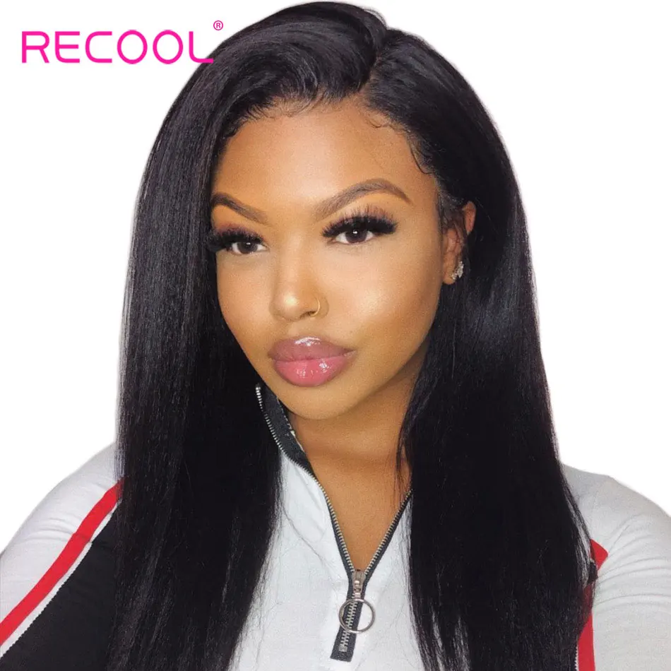 

Recool Kinky Straight Wig 13x6 Lace Front Human Hair Wigs 150 180 250 Density 360 Lace Frontal Wig Brazilian Yaki Human Hair Wig
