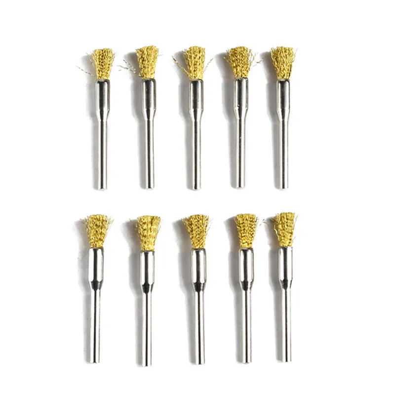 

10pcs/set Brass Brush Wire Wheel Brushes Die Grinder Rotary Electric Tool for Engraver Dremel Rotary Tools Pen-shape Head