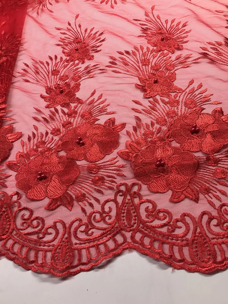 

2019 African lace fabric high quality Nigerian lace embroidered fabric French tulle lace fabric for women 5 yards