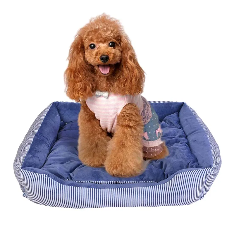 Pet Dog Bed Mat Warming Dog House Soft Nest Dogs Baskets Striped Winter