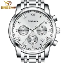 BINSSAW men quartz watches fashion business watch luminous timing watch the 2017 of original luxury brand stainless steel watch