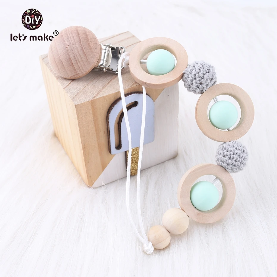 Let's make Silicone Can Chew Beads Handmade Nursing Pacifier Clip Chains Crochet Beads Making Baby Shower Gifts Wooden Teethers