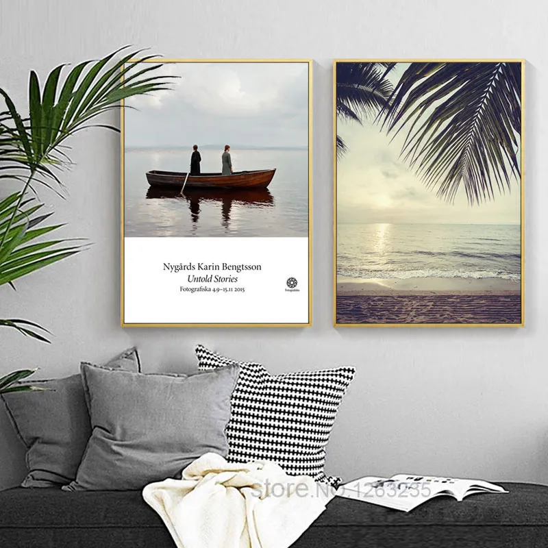 

Sea And Beach Art Print Posters And Prints Leaf Wall Pictures For Living Room Wall Art Canvas Painting Nordic Poster Unframed